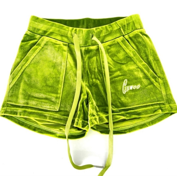 GSUWOO Apple Green Velour Shorts - Picture 7 of 11